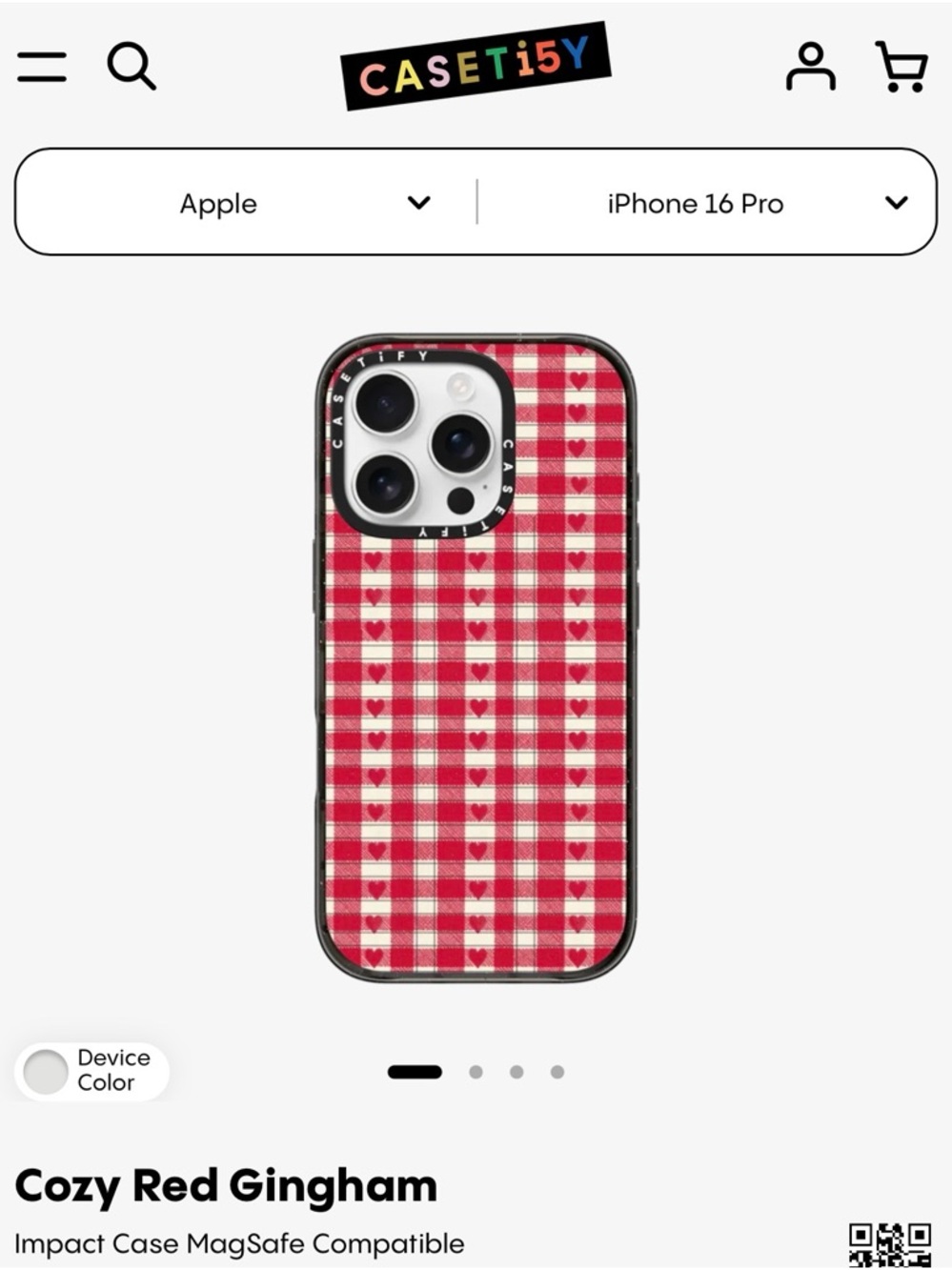 NIBCasetify Red and White Gingham Heart iPhone Case iPhone 17 pro max